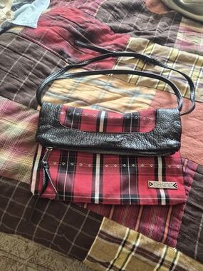 Dakine Red Plaid Small Crossbody with Black Trim